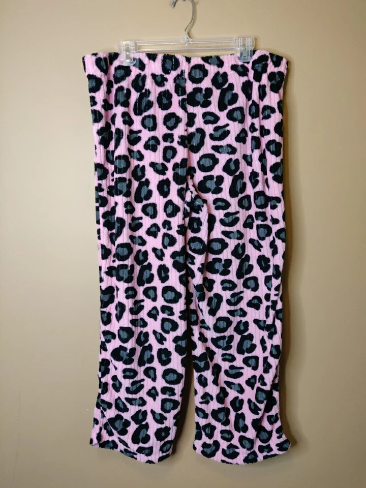 Faded Glory Mujer XL (16-18) 38 x 27 Polar Lounge Pantalones Rosa Negro Cintura Elástica Foto 2 de 4