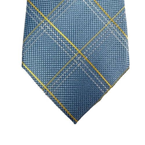 Michael Kors Mens Dash & Line Grid Check Classic Neck Tie Light Blue 3 1/8"