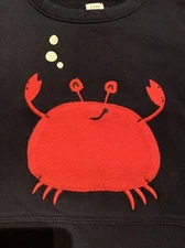 Baby Gap Red Navy Blue Sweatshirt With Red Pocket Happy Crab 18-24M EUC