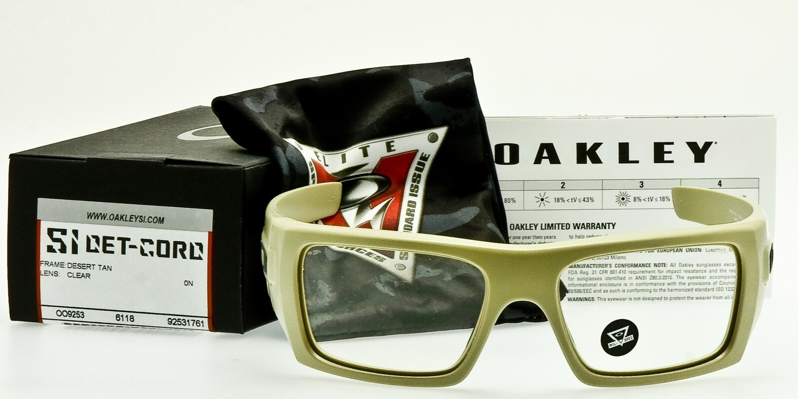 Oakley SI DET CORD OO925317 Desert Tan Ballistic Clear Z872+ Safety