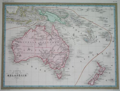1863 ORIGINAL MAP AUSTRALIA PAPUA NEW GUINEA NEW HOLLAND TASMANIA NEW ZEALAND - Picture 1 of 7