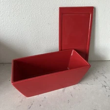 Casserole Loaf Pan with Handles & Lid Microwave Safe Real Home Cookware Bake Red