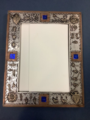 Wild Looking Metal and Glass Mirror 19 3/4''x 15 3/4''