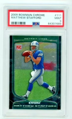 2009 BOWMAN CHROME MATTHEW STAFFORD ROOKIE CARD #111 PSA 9