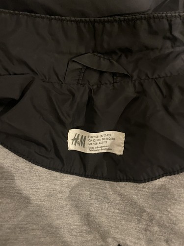 H&M Youth Black Lined Full Zip Windbreaker Jacket Size 12-13y - Picture 9 of 9