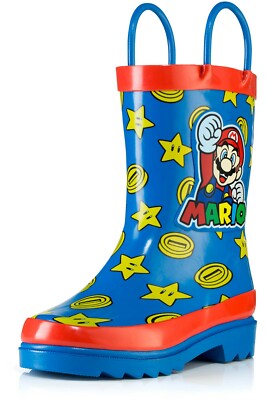 Nintendo Kids Boys Super Mario Character Printed Waterproof Easy-On Handles Rain