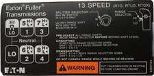 FUL 4300764 FULLER 13 SPEED TRANSMISSION SHIFT LABEL