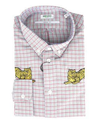 KENZO TIGER CHECK men shirt, cotton, checked, long sleeve