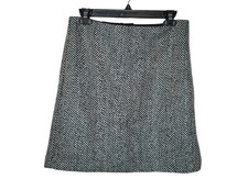 LOFT Wool Acrylic Blend Green Black Tweed Pencil Skirt Classic Size 4 Academia