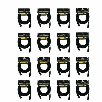 16 Pro XLR  Mic Cables Quality 30' ft - Flexable Layflat by SuperFlex Gold