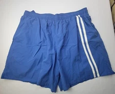 SPEEDO Men's Size XL Mesh Lined Swim Trunks Blue Double White Line 