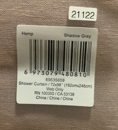 Nestwell Luxury 60% Hemp, 40% Cotton Fabric Shower Curtain-Shadow Grey 72" x 92” - Picture 7 of 9