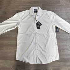 Chaps Mens Slim Fit Stretch Dress Shirt White Long Sleeve 16-16.5 34/35 NEW