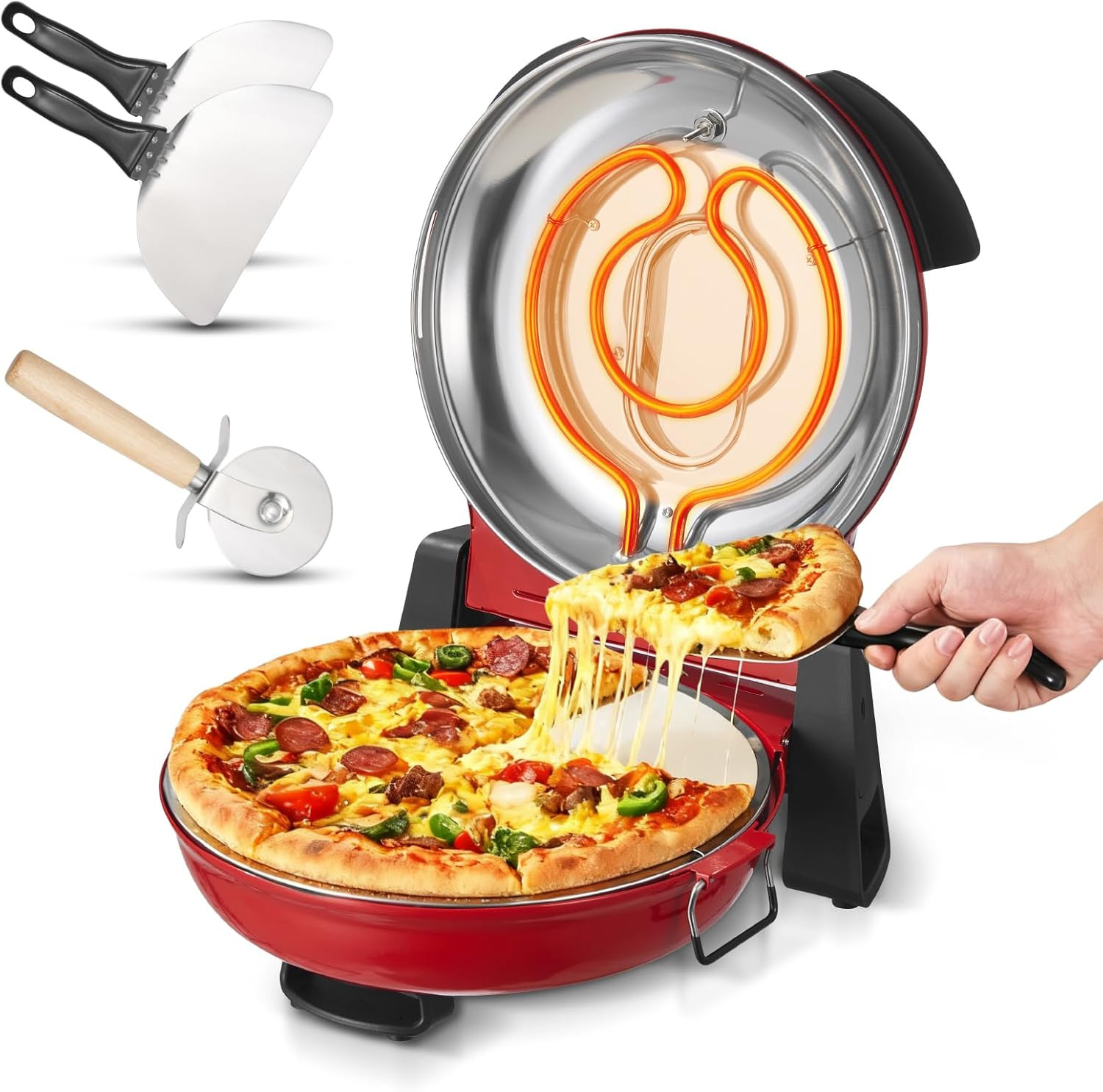 Forno Elettrico per Pizza 1200W Pietra Refrattaria 30cm | Pizza Napoletana
