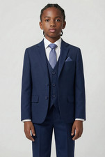 Sirri Boys' 7-Piece Self-Patterned Suit Set – Slim Fit Wedding Party Prom Outfit