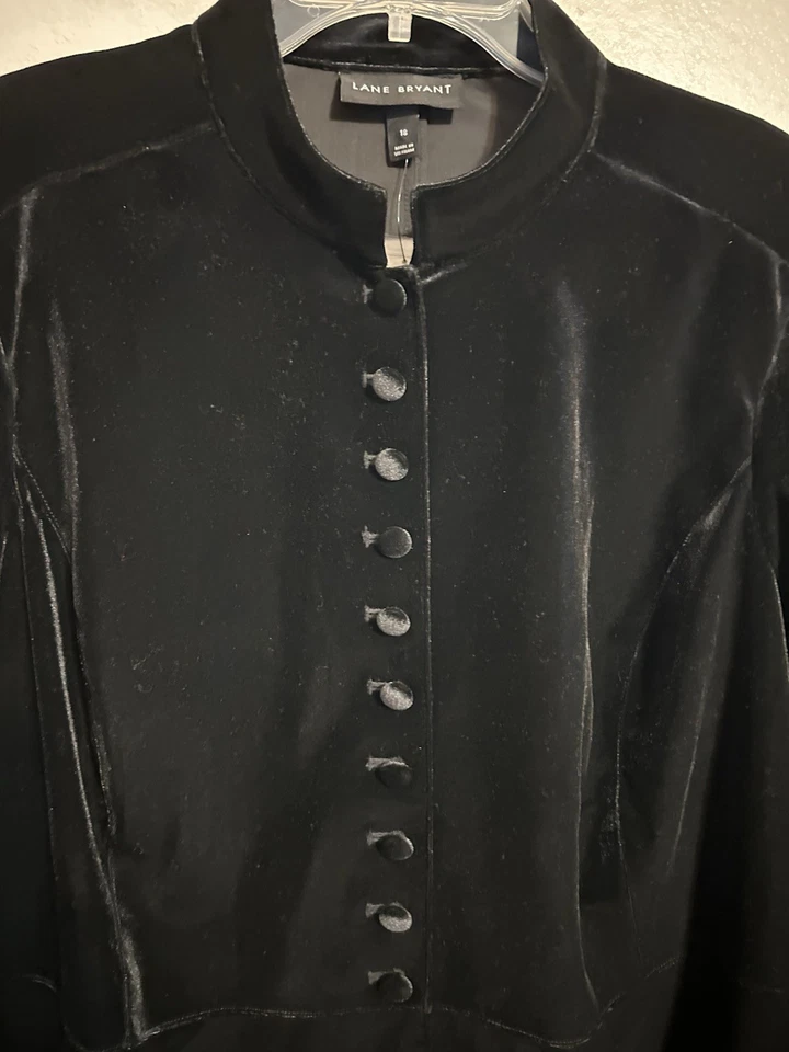 Lane Bryant Black Velvet Jacket Sz 18 Mock Neck Tunic NWT - Image 3 of 4