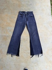 Re/Done Levi Womens 25 Inseam 29" High Rise Jeans Fade Black Leadra Wide Leg