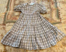 Rylee  Cru Girls Frannie A-Line Dress Gray Pewter Plaid Short Sleeve Size 4-5Y