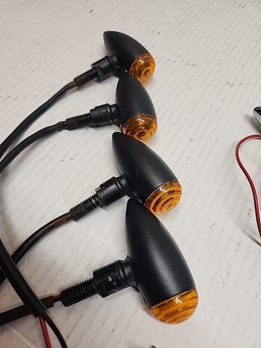 Bullet style 4 Black Led & 2 Chrome W/ incandescent bulbs Amber turn signals - Picture 3 of 10