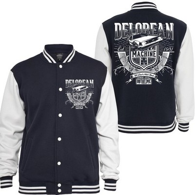 Delorean Collegejacke Schwarz Weiss ,Back to the Future ,Timemachine,Emmet