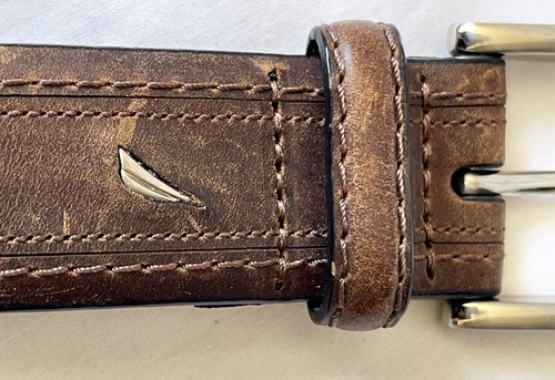 NAUTICA, Men's Brown Leather Handcrafted Belt, Size 40, Silver Buckle, Worn Once - Picture 7 of 20