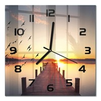 Design-Glas-Wanduhr Glasuhr Aus Glas Sonnenuntergang Schwarze Zeiger 30X30 Cm