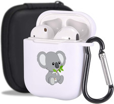 Cute Koala Case for Airpods 2 1 with Keychain,  White  Animals Design Protective