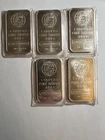 Five Vintage Engelhard 1 T-oz 999 Silver Bars. In plastic wrappers.
