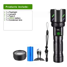 5000LM Tactical Firestarter Led Flashlight Focused Light Source Can Light a Flam
