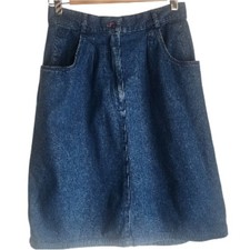 Vintage Ruff Hewn A-Line Knee Lenght Blue Denim Skirt Sz 8