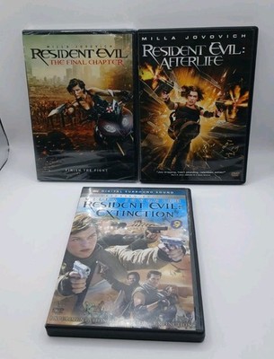 Lot of 3 Resident Evil DVD Movies Extinction Afterlife VG The Final Chapter New 