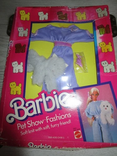 NEW BARBIE PET SHOW FASHIONS PURPLE JUMPER WITH FURRY CAT 3661