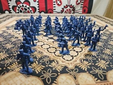 Lot of 52 Blue POLICE MAN Army Plastic Figure 2" PRISON GUARD Riot Squad SOLDIER