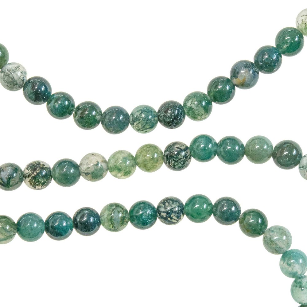 Collier en agate mousse 6mm vert pour lithothérapie et harmonie - 2