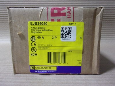 NEW Square D EJB EJB34040 3 Pole 40 Amp 480v Circuit Breaker Bolt-On NIB
