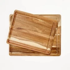 2pc Reversible Acacia Wood Cutting Board Set Natural - Figmint™: Charcu