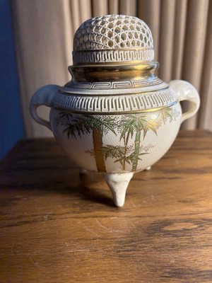 Vintage Japanese Satsuma Incense Burner (Koro)- 19th To Early 20th Century