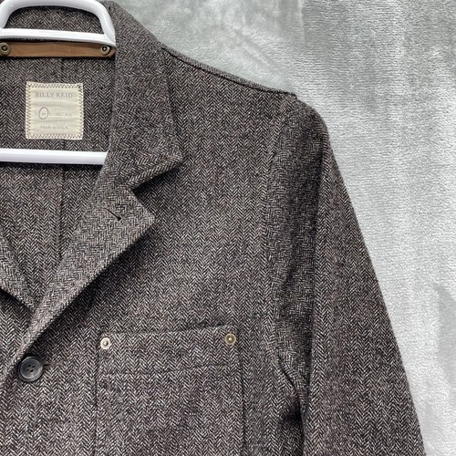 Billy Reid jacket Men medium chore work Wool USA blazer sport herringbone button - Picture 9 of 14