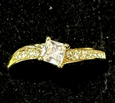 Gold Vermeil Ring CZ Sterling Silver Engagement Wedding size 8