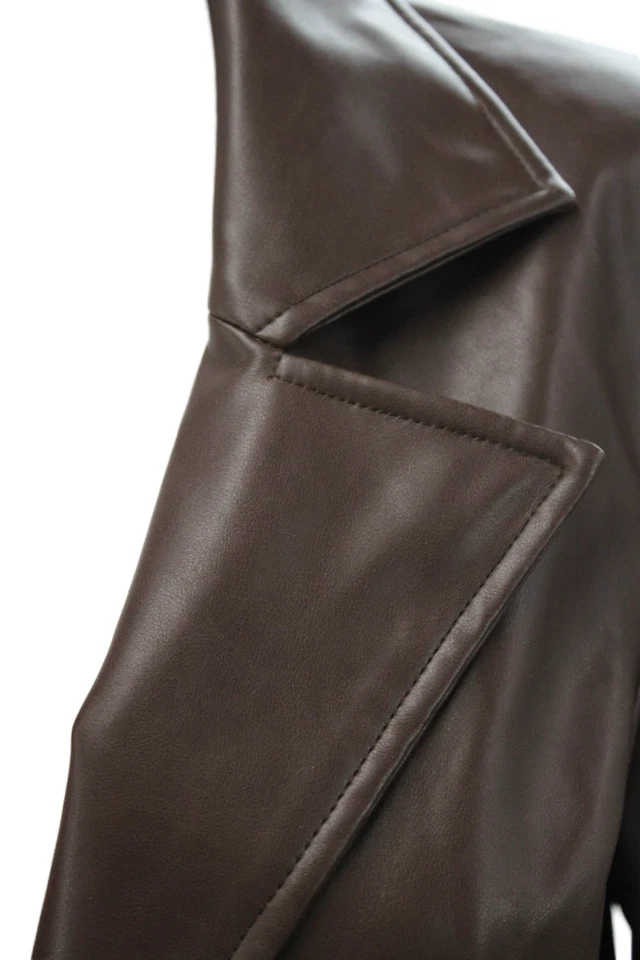 Chaqueta Corta Central Park West Mujer Imitación Cuero Tono Dorado Botón Marrón Talla M Foto 4 de 4