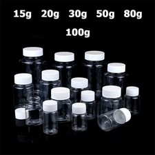 15g-300g Clear PET Plastic Empty Bottles with White Caps Refillable Containers