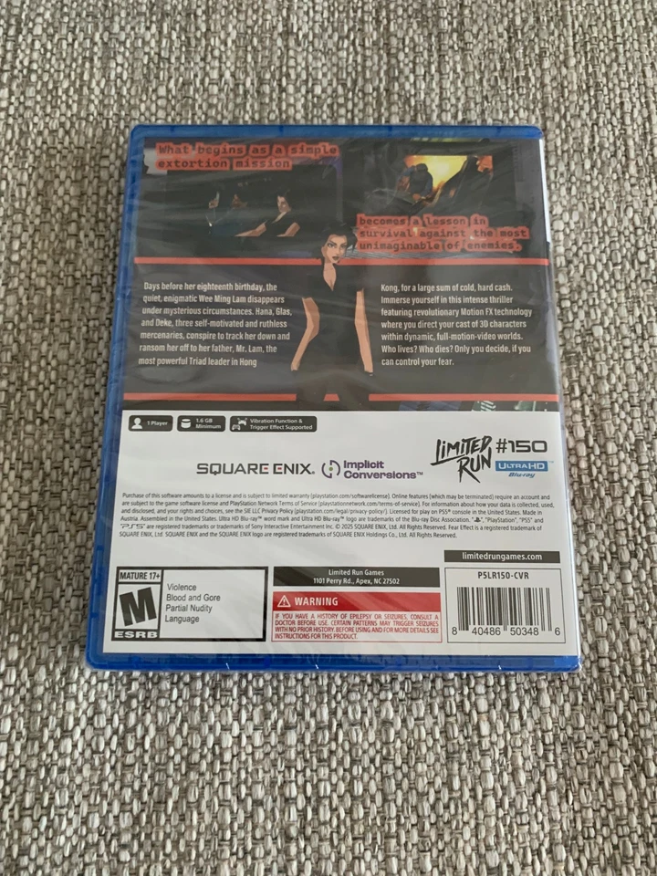 Fear Effect PS5 Playstation 5 Limited #150 New Sealed - Image 2 of 4