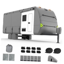 RV Cover, 30-33 FT Heavy Duty Travel Trailer Cover with 8 Layers
