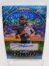 2025 Leaf Football Nation Micah Hudson Auto 1/3 Blue Glitter 