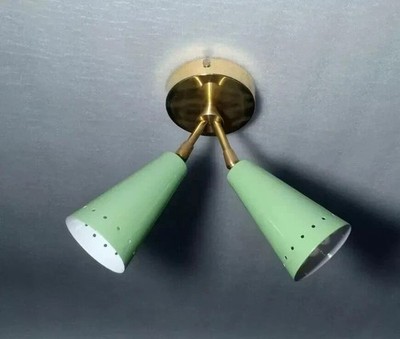 Mid Century Brass Italian Diabolo Wall Sconce Doble Light Fixture Christmas Gift