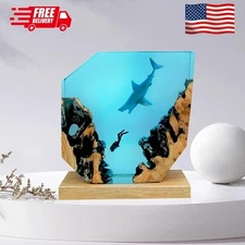 Epoxy Resin Lamp, Ocean Night Light,Handmade Home Decor Bedside Nightlight