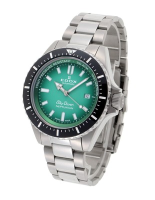 Edox Neptunian Skydiver Automatic 80120-3NM-VDN Green Stainless Steel Ceramic