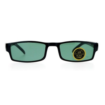 SA106 Glass Lens Black Classic Narrow Rectangular Plastic One Size, 