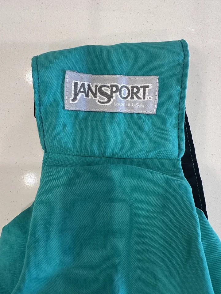 Bolso Bandolera Jansport Verde Azulado Turquesa Vintage Años 90 Cremallera Bolso Vintage Foto 3 de 4