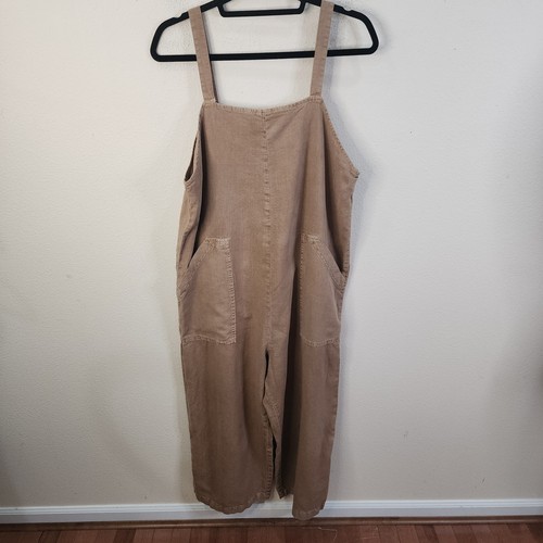 UNIVERSAL THREAD Brown Linen Rayon Relax Crop Pants Romper Overalls Jumpsuit M - Picture 5 of 9